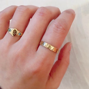 Birthstones signet initial ring, signet ring, initial ring, birthstone ring, gemstone ring, gold ring, dainty ring image 7