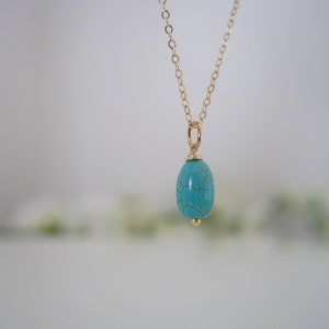 Turquoise necklace, birthstone necklace, gold filled necklace, December birthstone necklace, gemstone necklace, dainty necklace