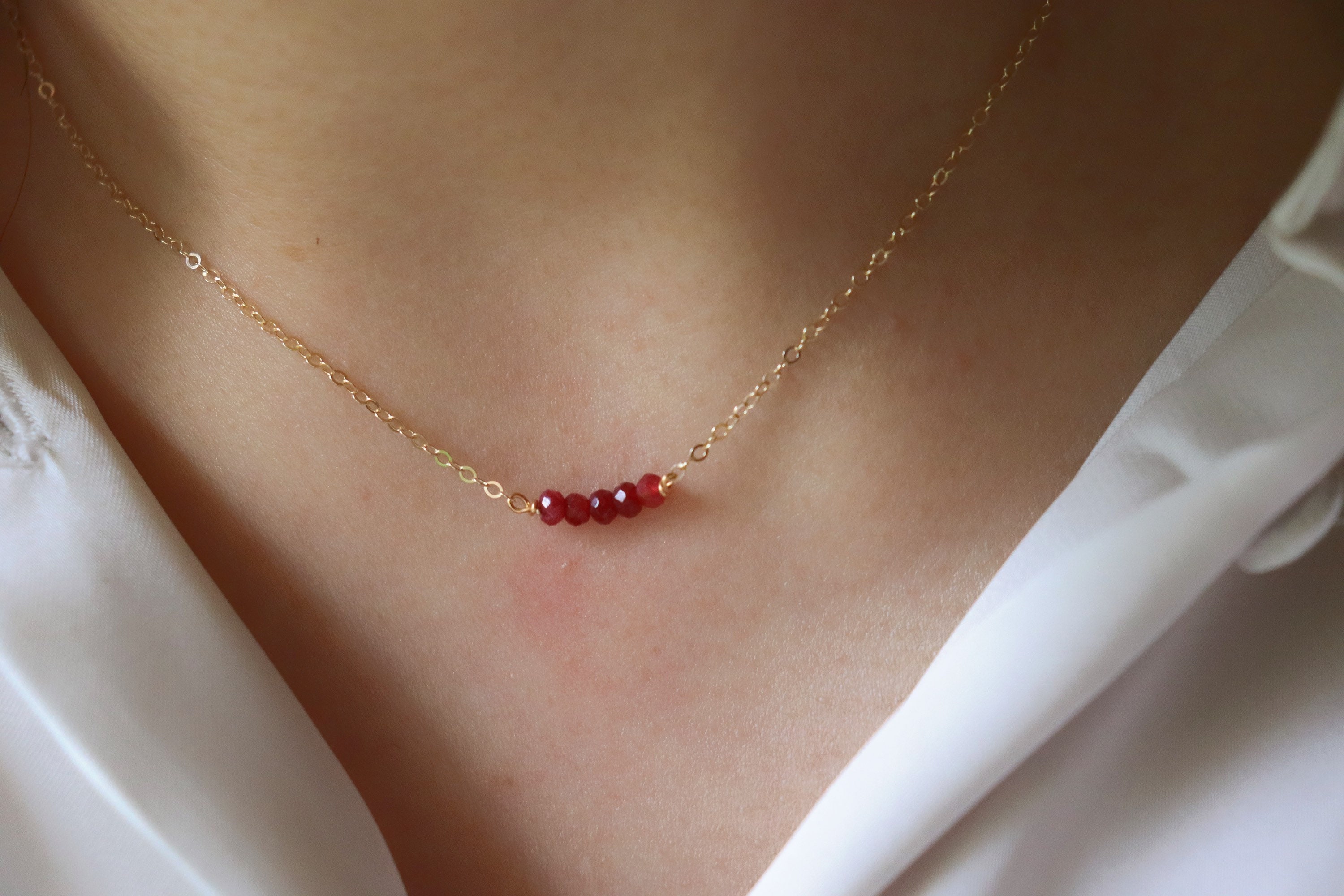 Dainty ruby necklace sale