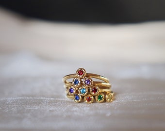 Family birthstones ring, Birthstones ring, personalised ring, multiple gemstones ring, gold ring, dainty ring