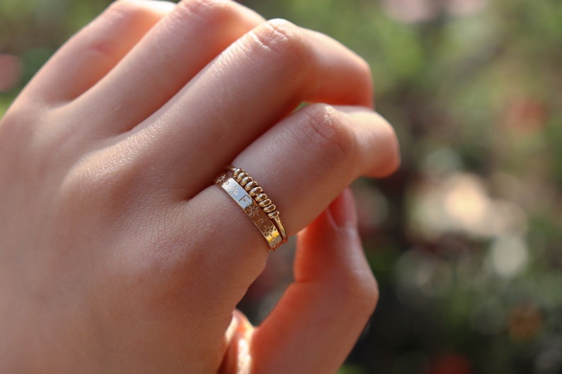 14k Gold filled croissant ring, handmade gold filled ring, twist ring, dainty ring, band ring, stacking rings image 3