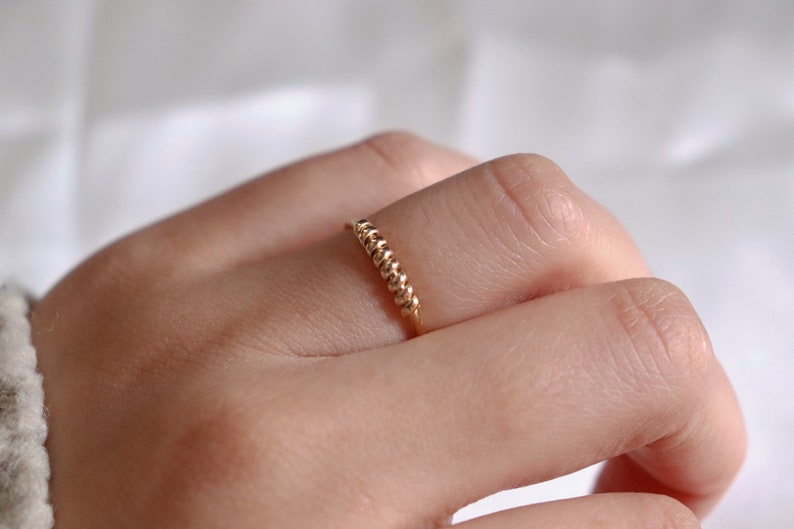 14k Gold filled croissant ring, handmade gold filled ring, twist ring, dainty ring, band ring, stacking rings image 8