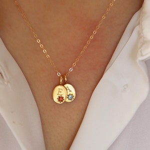 Birthstone initial necklace, personalised necklace, birthstone necklace, dainty necklace, gold necklace, initial necklace