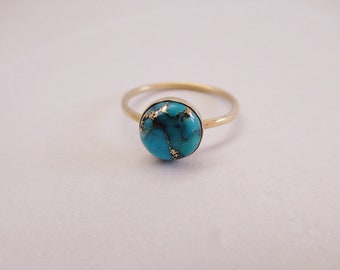 Blue copper turquoise ring in gold filled, December birthstone ring, gemstone ring, dainty ring, gold filled ring, stacking ring, minimalist