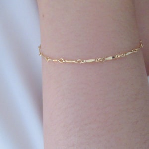 14K ゴールドフィルドブレスレット、バーブレスレット、繊細なブレスレット、チェーンブレスレット、ゴールドブレスレット、シンプルなブレスレット