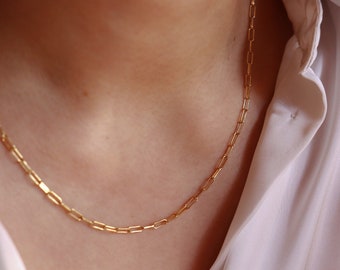 Staple chain necklace, chain necklace, paperclip chain necklace, 18k gold vermeil, chain choker