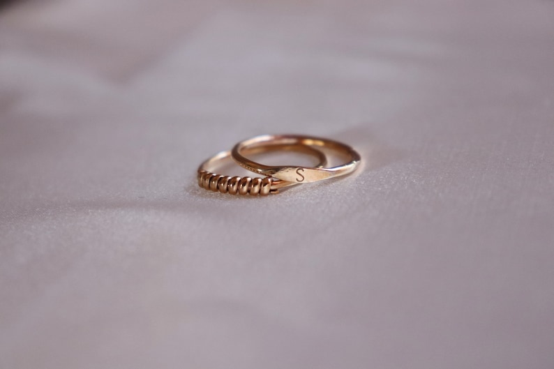 14k Gold filled croissant ring, handmade gold filled ring, twist ring, dainty ring, band ring, stacking rings image 5