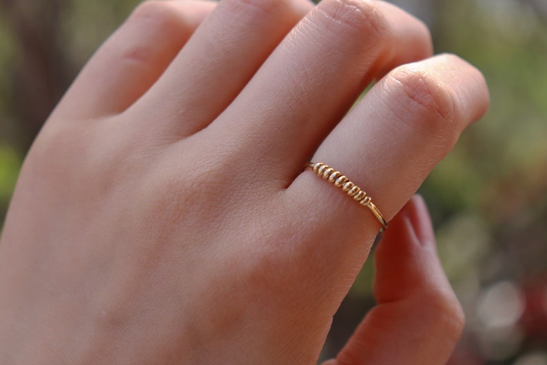 14k Gold filled croissant ring, handmade gold filled ring, twist ring, dainty ring, band ring, stacking rings image 2