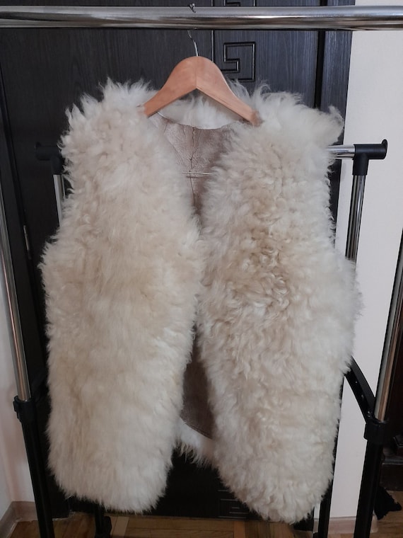 ベスト/ジレ ACLENT Fluffy sheep vest Natural Sheep Vest - Etsy
