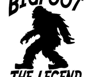 Decal BIGFOOT The LEGEND with Bigfoot silhouette 2 colors to choose from. Sasquatch skunk ape auto decal truck window bumper sticker