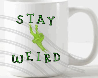 PNG file Stay Weird  Alien  peace sign sublimation Mugs, Wine tumblers, T-shirts, Tote bag, home décor