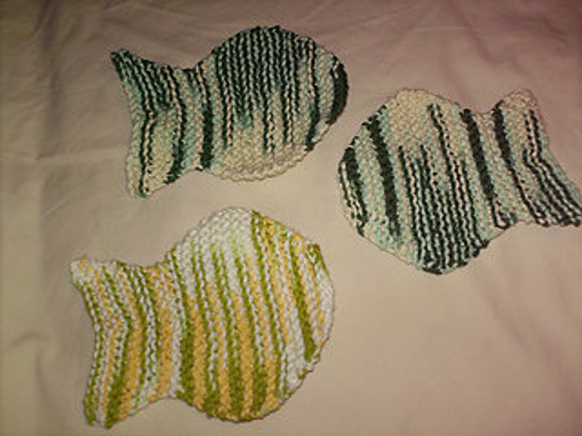 Cute Fried Fish Dishcloth Knitting pattern pdf only Etsy