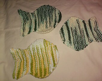 Cute Fried Fish Dishcloth  Knitting pattern pdf only