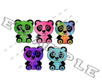 PNG file 5  Adorable Watercolor Heart Pandas  png file only transparent background for sublimation, printing, iron on, NOT for vinyl  cutter