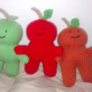 Adorable Sweet Fruit Babies 2 needle knitting pattern  pdf file   Stuffy kids fruit toy  Knit Apple Knit Orange
