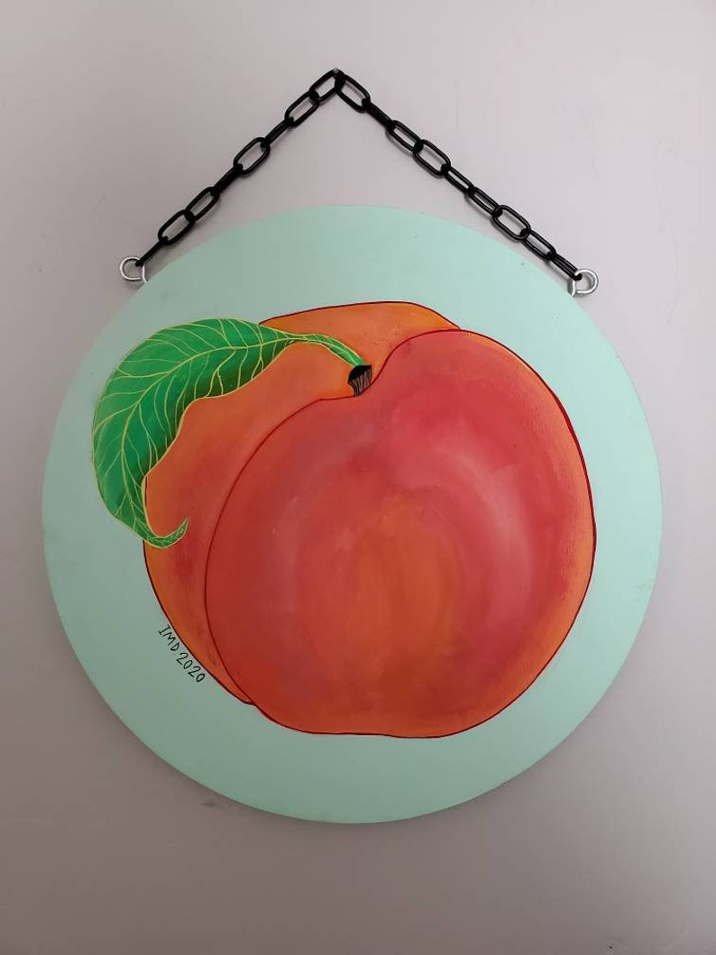 Original Gouache Painting Juciest Peach on the Tree