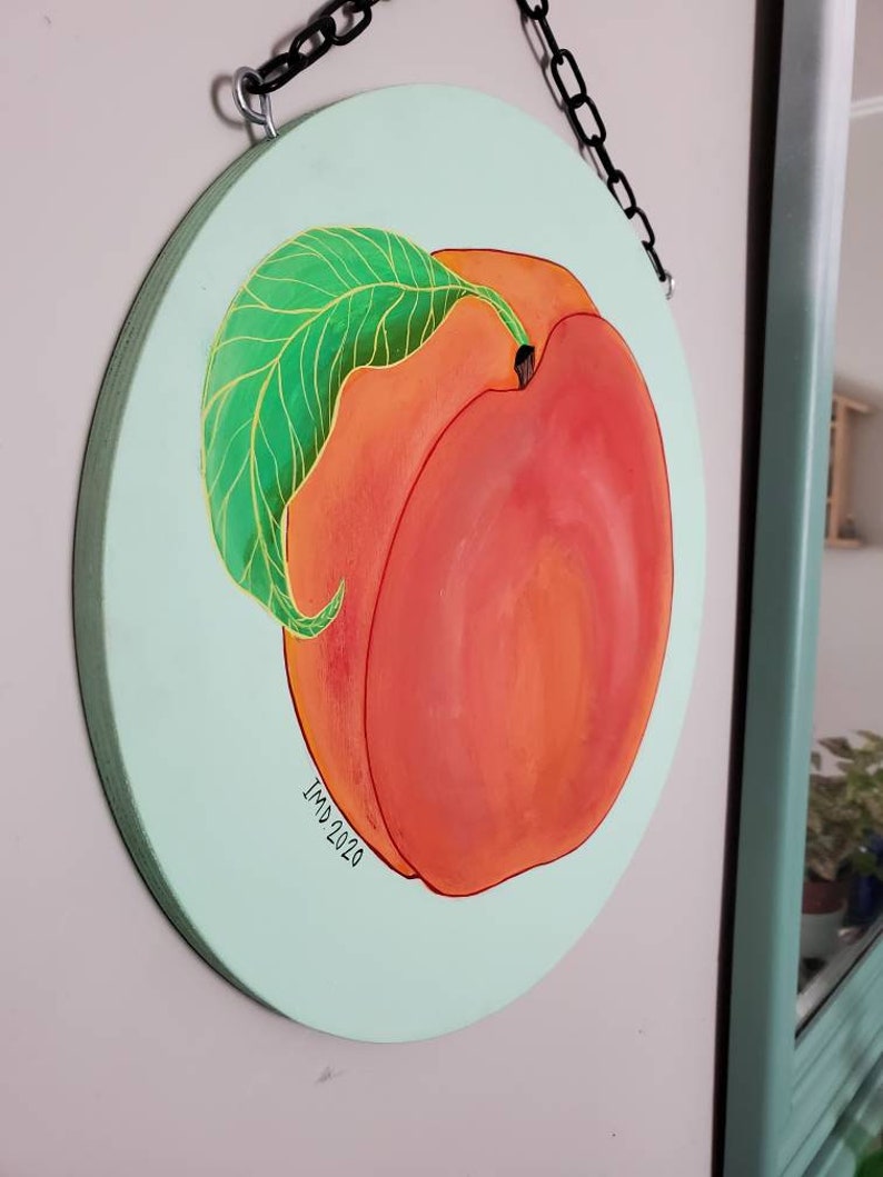 Original Gouache Painting Juciest Peach on the Tree