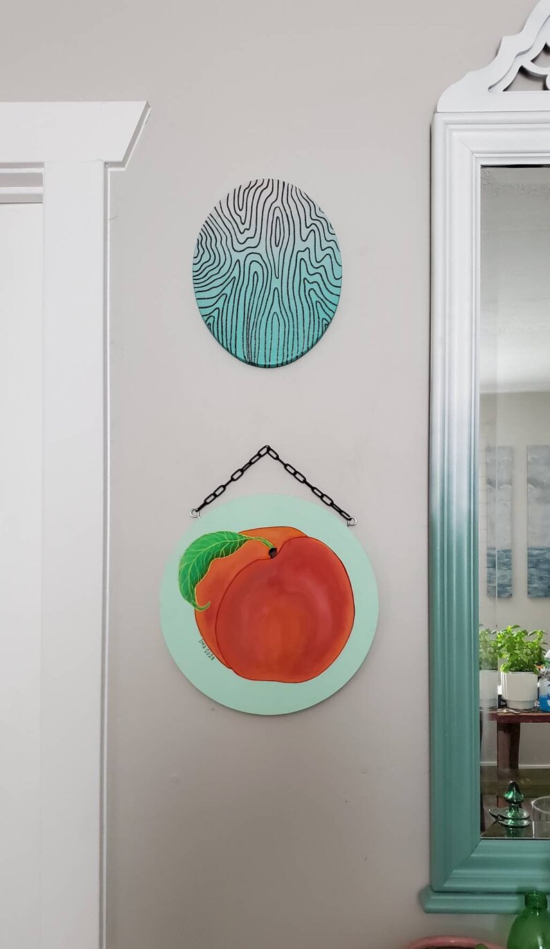 Original Gouache Painting Juciest Peach on the Tree