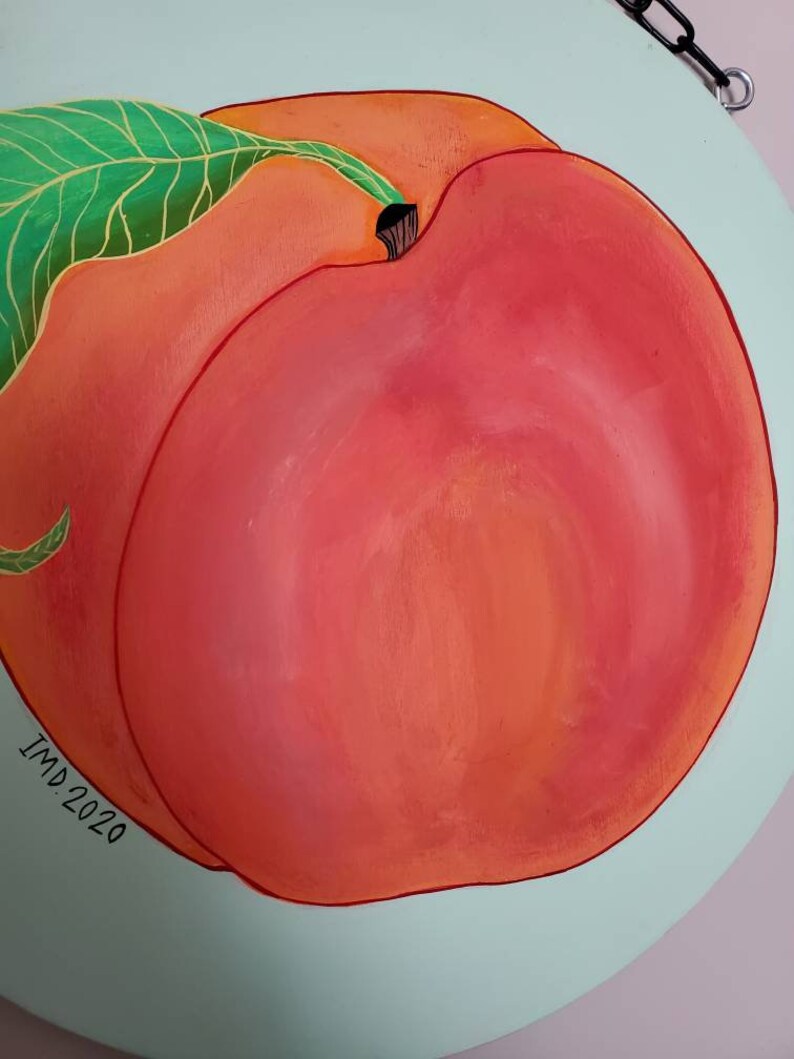 Original Gouache Painting Juciest Peach on the Tree
