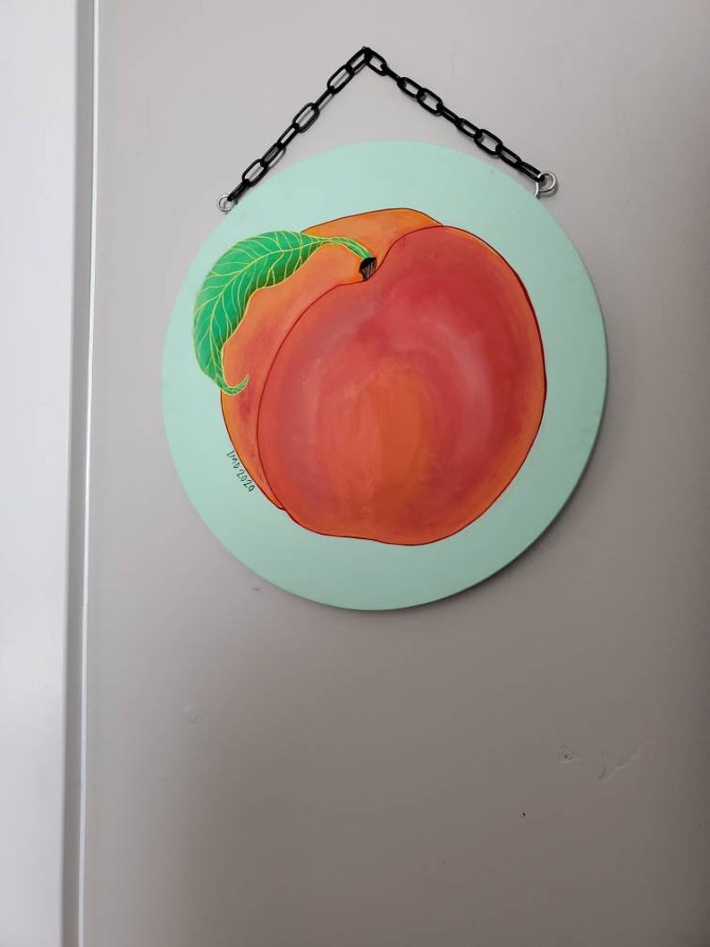 Original Gouache Painting Juciest Peach on the Tree