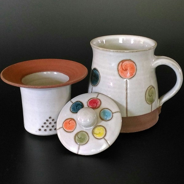 tisanière, tasse à tisane, filtre, couvercle, infusion