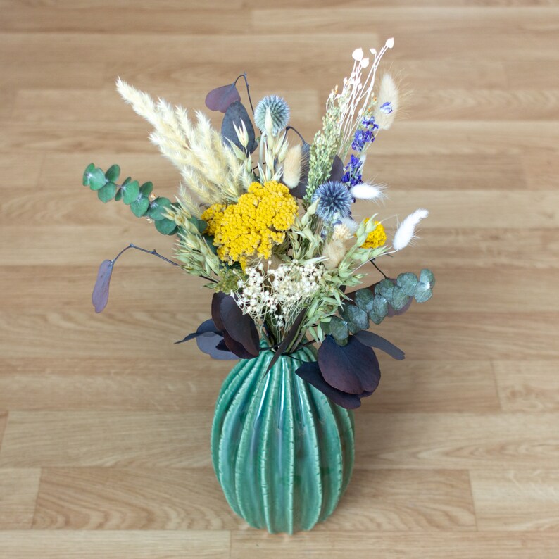 Composition De Fleurs éternelles Dried Flowers Bouquet Ceramic Vase