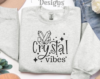Vibraciones de cristal, magia, bruja, lindo, espeluznante, diseño digital, dibujado a mano, hechizo de bruja, archivo de corte Cricut, SVG, pegatina PNG, vinilo impreso, luna llena mágica