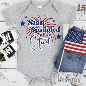 Camiseta para bebé niño pequeño con diseño digital de estrellas y tachuelas PNG del 4 de julio, sublimación, dtf, uvdtf, calcomanía patriótica para mono infantil, Día de la Independencia