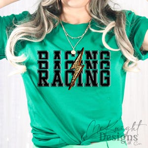Girly Racing PNG Leopard Lightning Bolt Digital Design Race Season Checkered Flag Mama Wife Mom Racecar Dirt Track Handdrawn Decal Shirt DTF