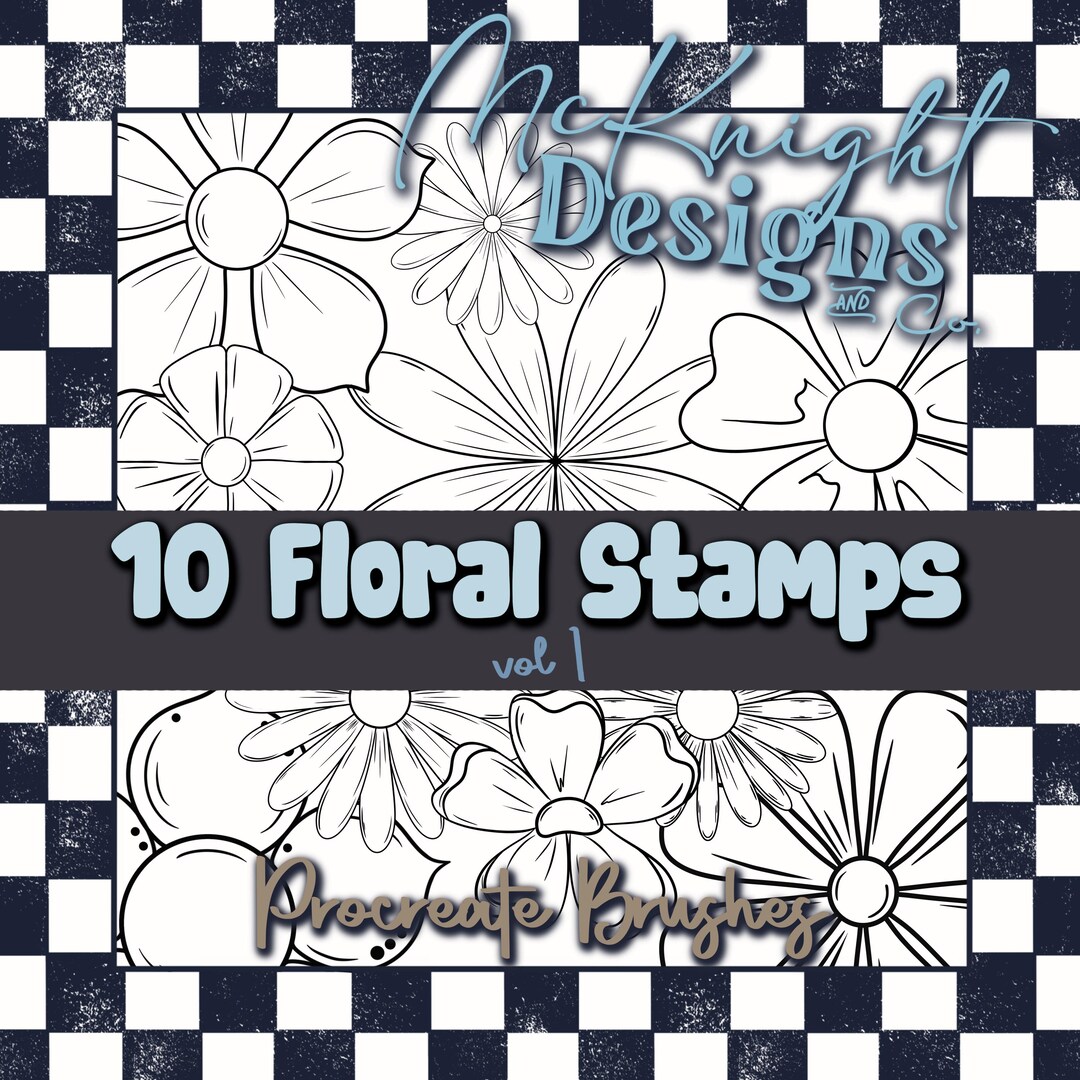 Procreate Stamps Floral Brush Set of 10 Tattoo Line Art Hand Drawn ...