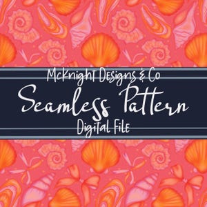 Coquette Seashell Seamless Pattern PNG – Bright Ocean Bows Digital Design Sublimation, Fabric Printing, Summer Vinyl, Beach Coastal Decor