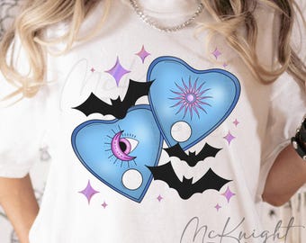 Spooky Planchettes PNG | Mystical Halloween Digital Design Stars & Bats for Sublimation Print, DTF, UVDTF | Witchy Tumbler or Shirt Art file