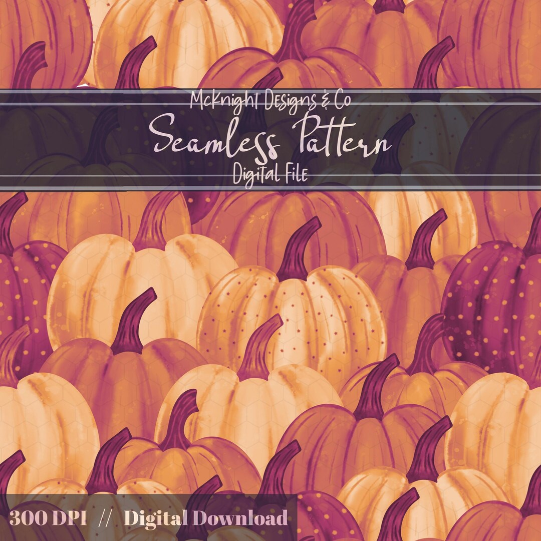 Autumn Pumpkin Seamless Pattern | Fall Harvest Digital Paper ...