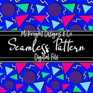 Retro 80s 90s Seamless Pattern Neon Digital Paper Vinyl Fabric Surface Print Sublimation PNG Geometric Abstract Design Millennial Nostalgia