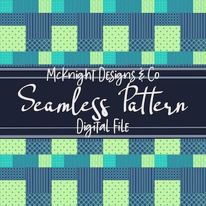 Navy Lime Patchwork Seamless Pattern PNG File – Digital Design Quilt Texture for Sublimation, Fabric, Vinyl & Crafts Surface Print - Sewing