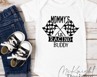 Mommys Lil Racing buddy Race Car Digital Design Cars Dirt Track Fun Racecar driver Cricut Cut File SVG PNG Printed Vinyl Decal Newborn Gift