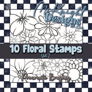 Procreate Floral Stamps Stamp Brush Set Hand Drawn High Quality Brushes Instant Download Digital File 10 Outline Coloring Page Clipart Vol 2
