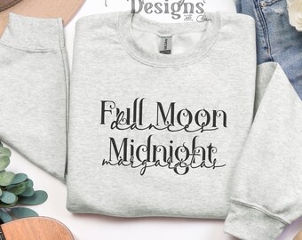 Full Moon Midnight Margaritas SVG PNG | Witchy Cocktail Quote Cut File | Halloween Drinking Sublimation Design | Sticker Decal uv dtf print