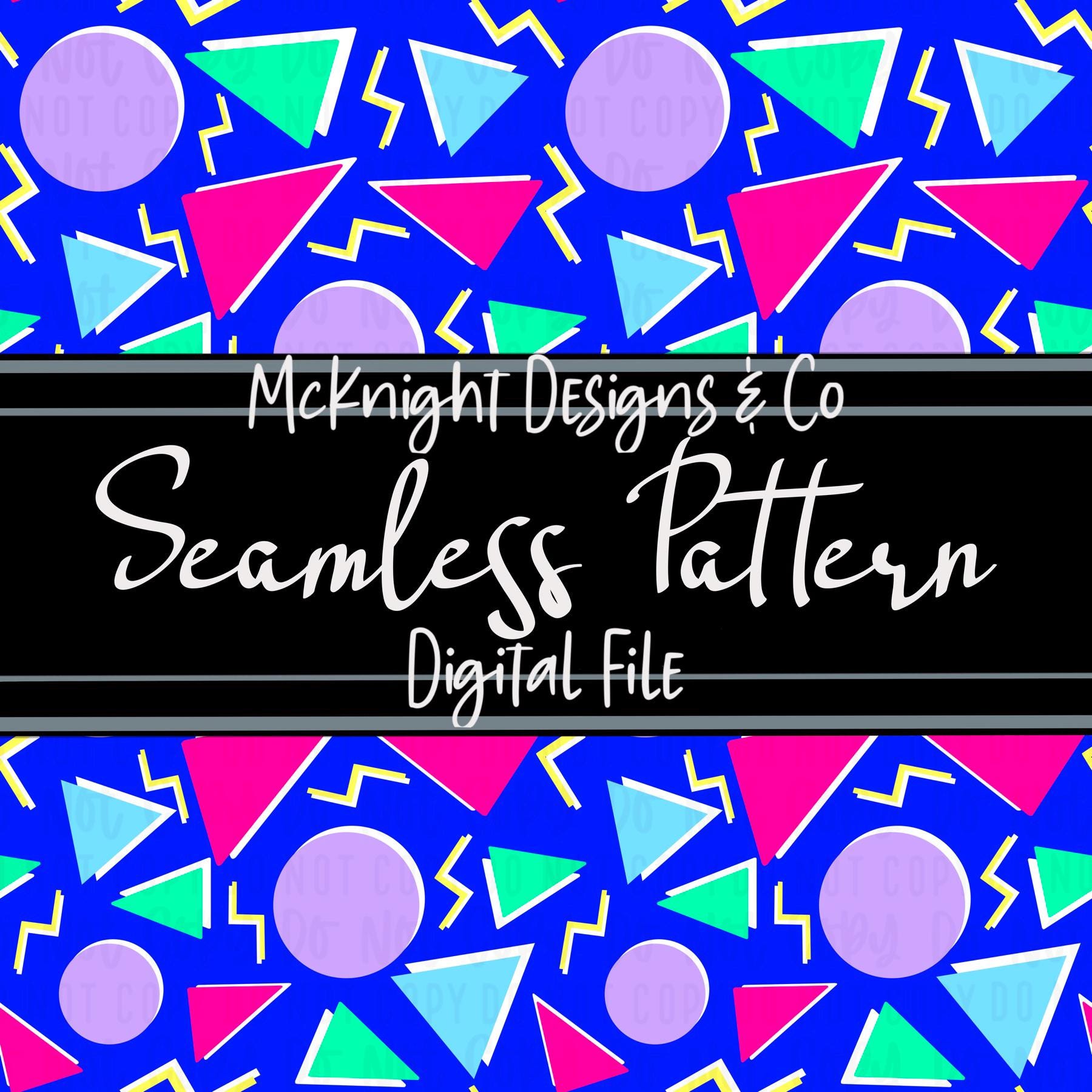 90s Shapes Seamless Pattern PNG – Retro Memphis Design Geometric Neon ...
