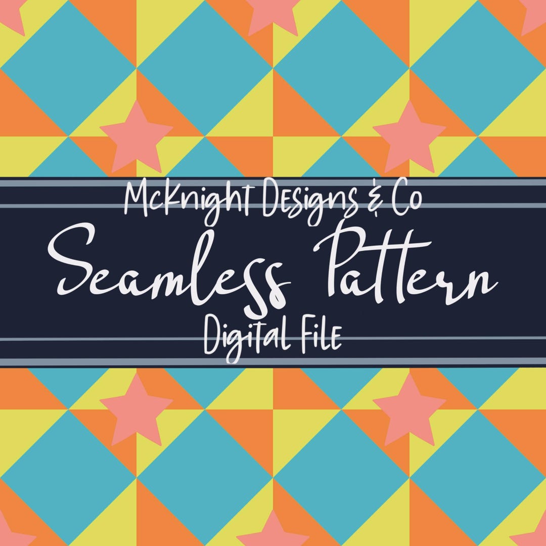 Seamless Geometric Diamond Star Pattern Digital Paper Retro ...