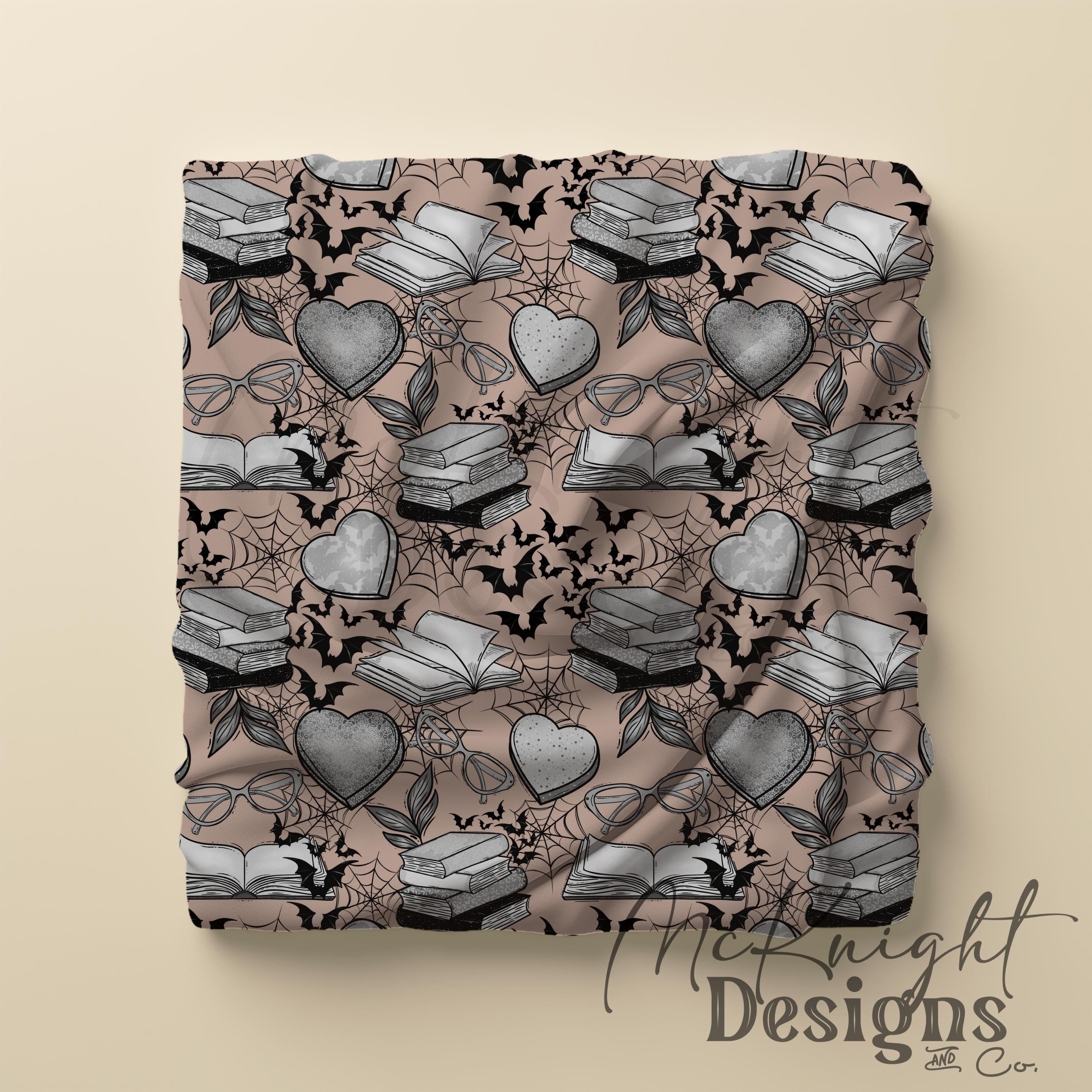 Spooky Bookish Seamless Pattern PNG | Fantasy Books Bats Spiderwebs ...