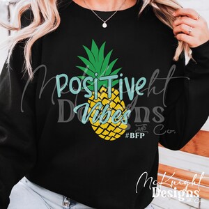 Positive Vibes Pineapple SVG PNG Fertility Support Cut File IVF Pregnancy Encouragement Design for Apparel Decor Digital Download Rainbow