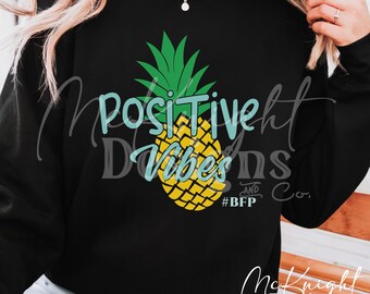 ポジティブなバイブス パイナップル SVG PNG 不妊治療サポート カットファイル 体外受精 妊娠促進 アパレル装飾用デザイン デジタルダウンロード レインボー