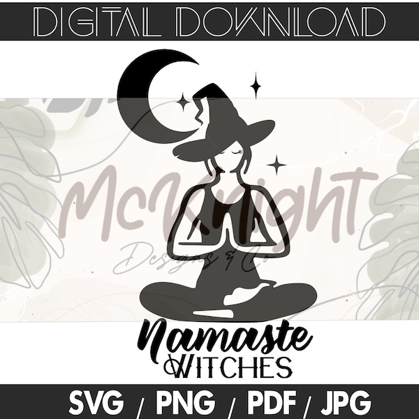 Namaste Witches svg Digital Download | Funny Yoga Design | Cut File for Decals, Shirts, Mugs | PNG, JPG, PDF, Studio3 - instant download