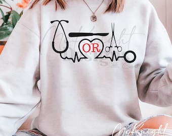OR Nurse Digital Design PNG SVG | Operating Room Sublimation dtf uvdtf | Surgical Nurse Stethoscope Shirt Sticker Decal Cut file Scrub