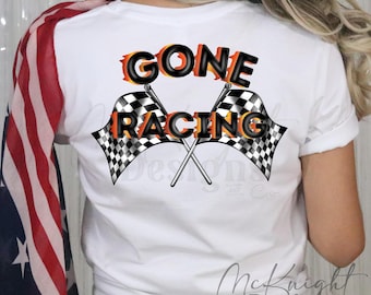 Gone Racing-flagga Digital design Racerbil Racerbilar Pit Crew Dirt Track Handritad PNG Tryckt Vinyldekal DTF Sublimering