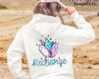 Aufladen Kristalle PNG | Witchy spirituelles Digitales Design für Sublimation, dtf, uvdtf | Crystal Healing Shirt, Tasse oder Self Care Geschenk