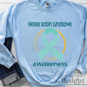 Ruban de sensibilisation au syndrome de Pierre Robin PNG en téléchargement numérique Robin&#39;s Egg ruban bleu chemise autocollant sticker DTF transfert Sublimation Design HTV