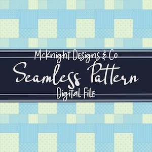 Patchwork Quilt Seamless Pattern PNG – Pastel Boys Digital Paper for Fabric Printing, Vinyl Sheets, Sublimation & Cozy Craft Projects Sewing