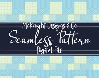 Patchwork Quilt Seamless Pattern PNG – Pastel Boys Digital Paper for Fabric Printing, Vinyl Sheets, Sublimation & Cozy Craft Projects Sewing